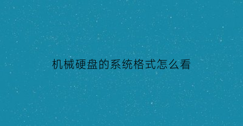 “机械硬盘的系统格式怎么看