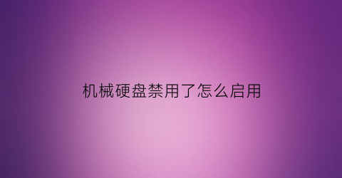 机械硬盘禁用了怎么启用(机械硬盘禁用了怎么启用不了)