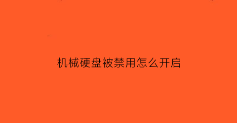 机械硬盘被禁用怎么开启(机械硬盘被锁住了)