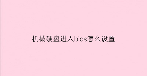 “机械硬盘进入bios怎么设置(机械硬盘启动怎么设置)