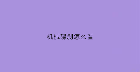 机械碟刹怎么看