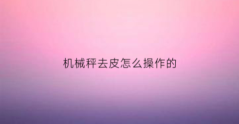 机械秤去皮怎么操作的