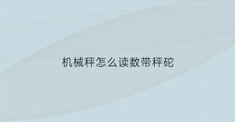 机械秤怎么读数带秤砣