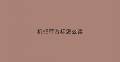 机械秤游标怎么读