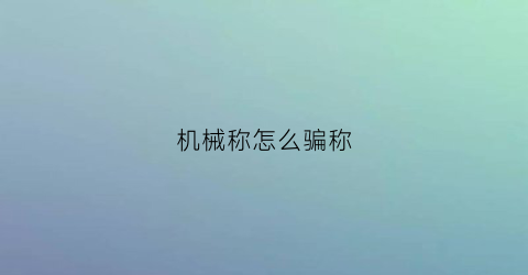 机械称怎么骗称