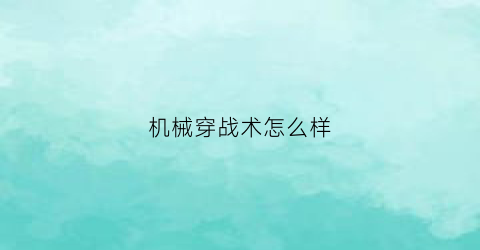 “机械穿战术怎么样(dnf机械穿什么甲)