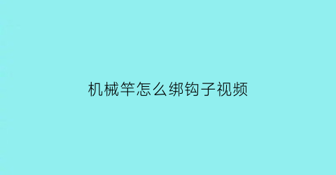 机械竿怎么绑钩子视频(机械杆使用教程)