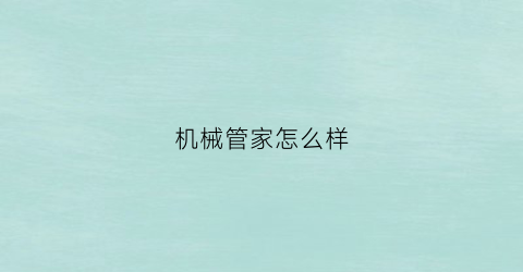 “机械管家怎么样(机器管家)