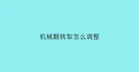 机械翻转犁怎么调整