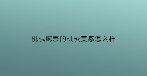 “机械腕表的机械美感怎么样(精美机械表)