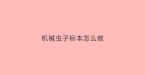 机械虫子标本怎么做