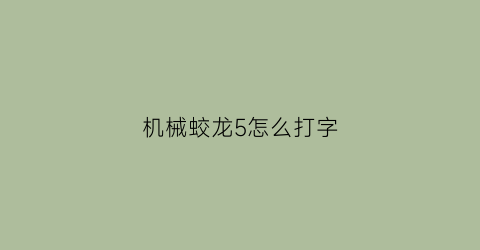 机械蛟龙5怎么打字(蛟龙5可以加机械硬盘吗)