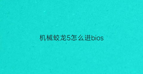 机械蛟龙5怎么进bios