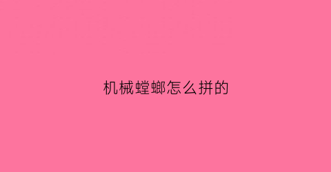 机械螳螂怎么拼的(螳螂机怎么折)