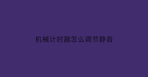 “机械计时器怎么调节静音(计时器的声音怎么调)