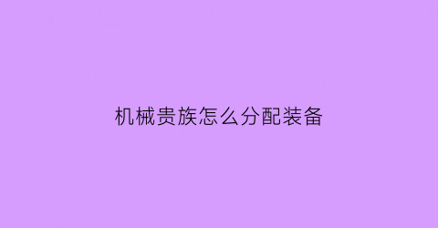 机械贵族怎么分配装备(newboy欧阳娜娜)