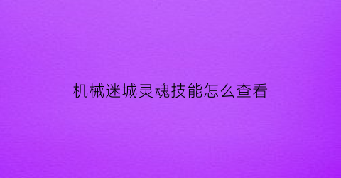 “机械迷城灵魂技能怎么查看(机械迷城的枪在哪里)