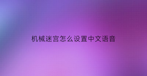 机械迷宫怎么设置中文语音