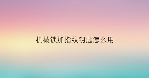 “机械锁加指纹钥匙怎么用(机械锁加指纹钥匙怎么用的)