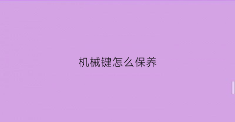 机械键怎么保养(机械键怎么保养电池)