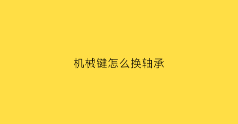 机械键怎么换轴承