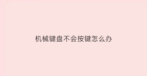 机械键盘不会按键怎么办