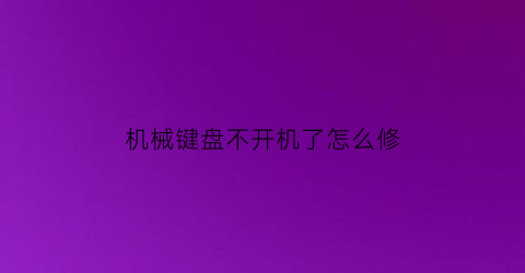 “机械键盘不开机了怎么修(用机械键盘电脑开不了机)