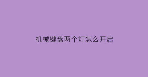 “机械键盘两个灯怎么开启(机械键盘两个灯一直闪)