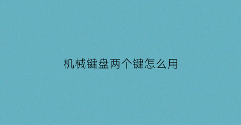 机械键盘两个键怎么用