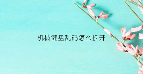 机械键盘乱码怎么拆开