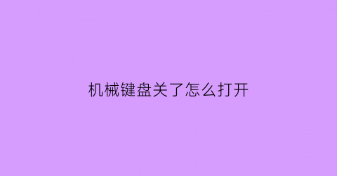 机械键盘关了怎么打开