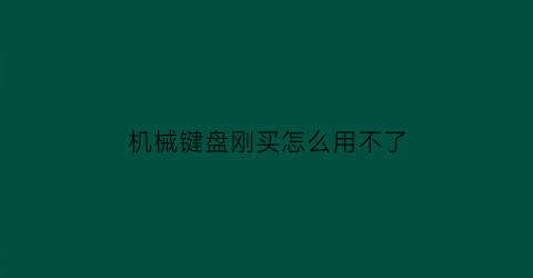 机械键盘刚买怎么用不了(新买的机械键盘没反应)