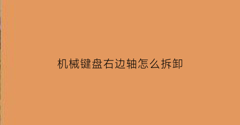 “机械键盘右边轴怎么拆卸(机械键盘右边轴怎么拆卸图解)