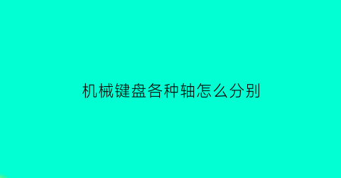 机械键盘各种轴怎么分别(机械键盘的轴怎么分)