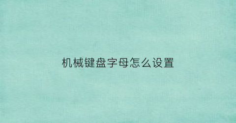 “机械键盘字母怎么设置(机械键盘怎么调教)