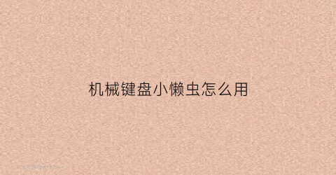 机械键盘小懒虫怎么用