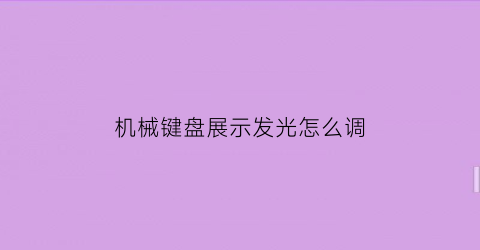 机械键盘展示发光怎么调(机械键盘展示发光怎么调整)