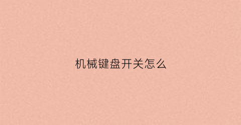 机械键盘开关怎么