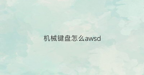 机械键盘怎么awsd