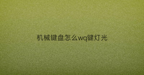 “机械键盘怎么wq键灯光(机械键盘灯光怎么开关在哪里)