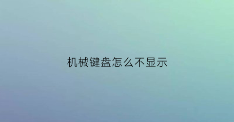 机械键盘怎么不显示(机械键盘不识别怎么修)