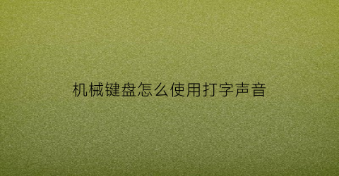 “机械键盘怎么使用打字声音(机械键盘怎么使用打字声音大)