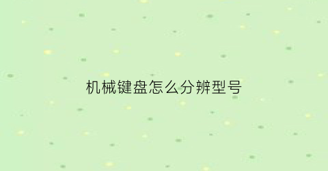 机械键盘怎么分辨型号