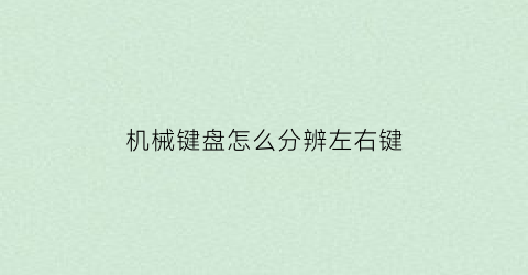 “机械键盘怎么分辨左右键(机械键盘怎么分辨左右键的)