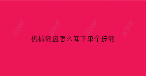 “机械键盘怎么卸下单个按键(机械键盘怎么卸下单个按键的)