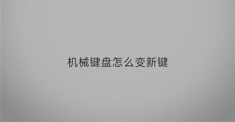 机械键盘怎么变新键