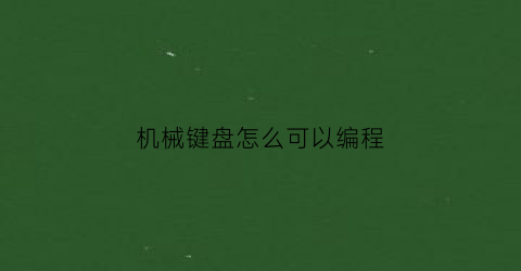 机械键盘怎么可以编程