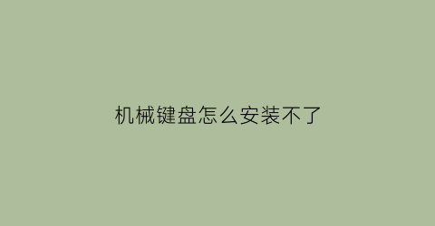 “机械键盘怎么安装不了(机械键盘安装方法)