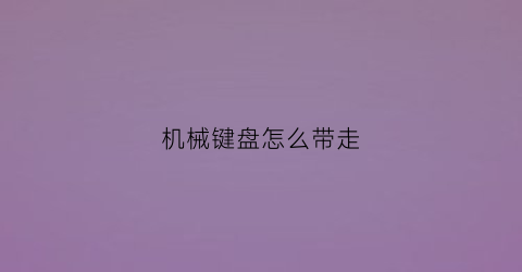 机械键盘怎么带走(机械键盘怎么带走灯光)