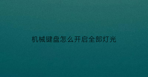 “机械键盘怎么开启全部灯光(机械键盘怎么开灯)